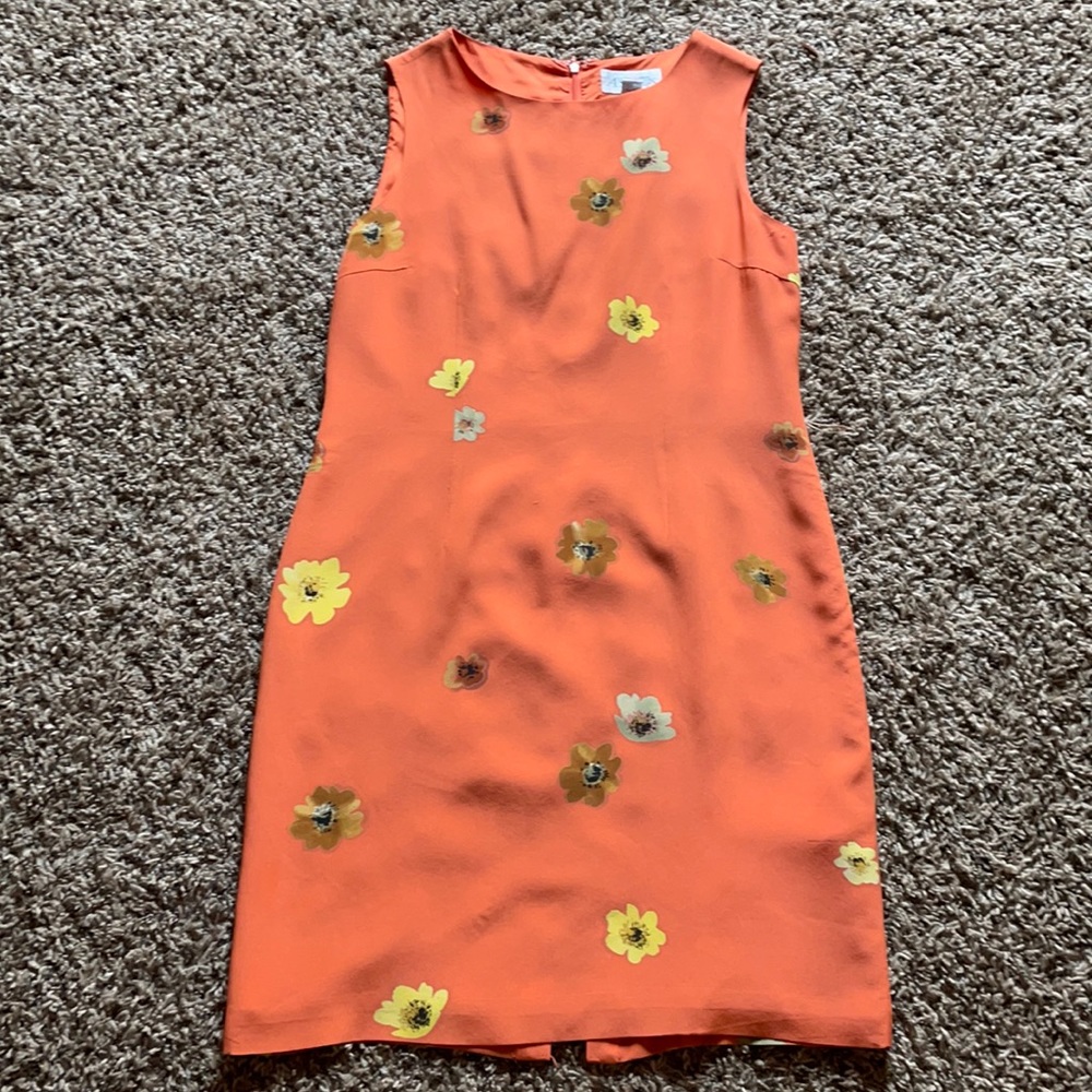 Orange Floral Mini Dress 60s style